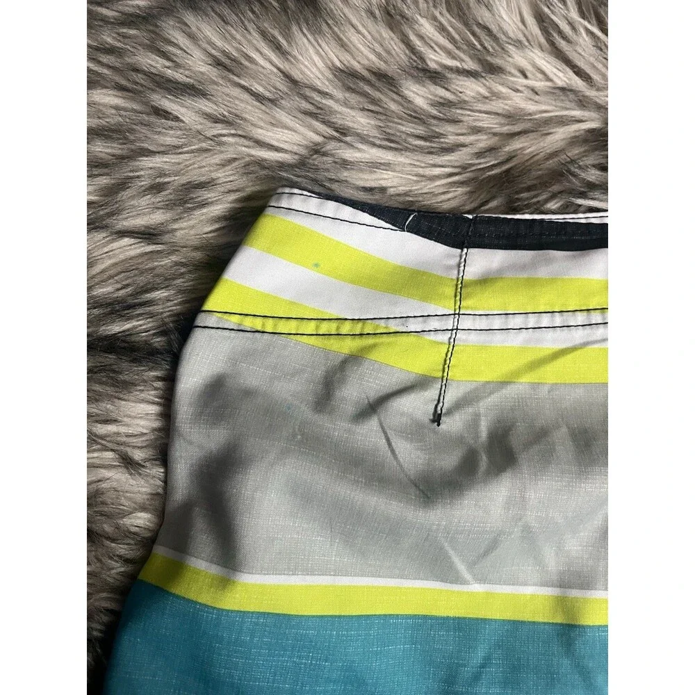 O'Neill Board Shorts Men's 31 Surfer Side Shorts Blue Green Stripe